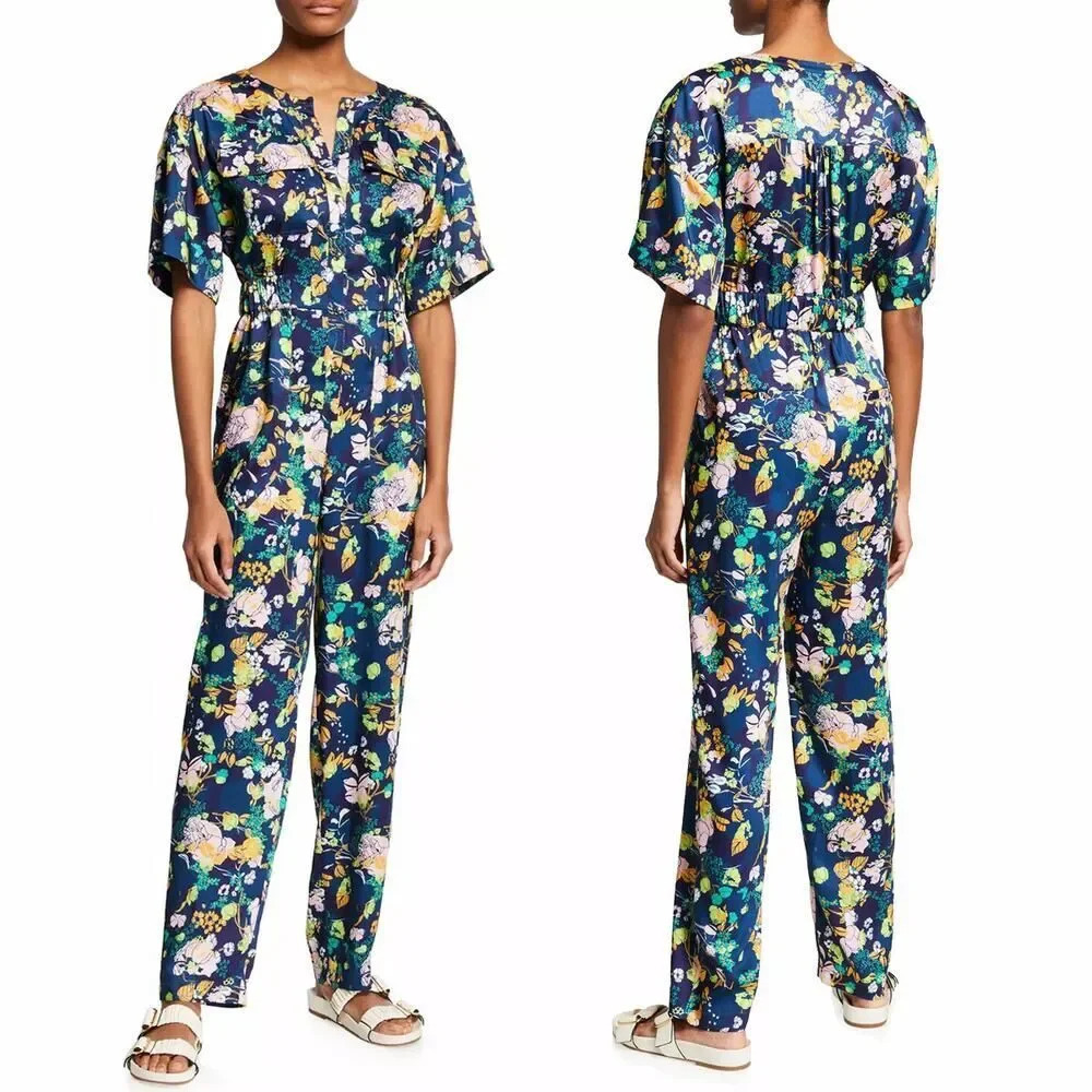 Tanya Taylor Navy Floral Jumpsuit